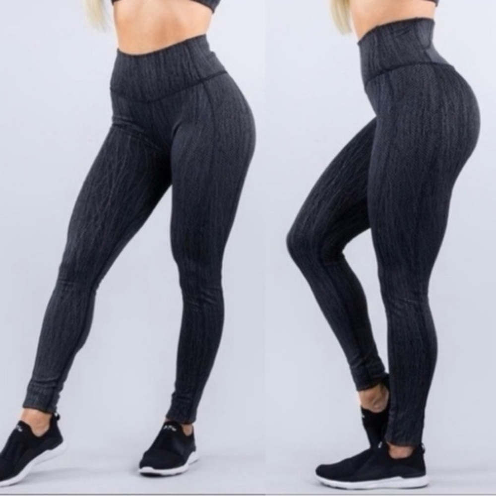 Buffbunny Iron Gray Jacquard High Waist Compression Leggings